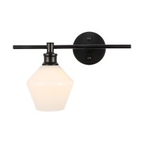 Gene 1 Light Black And Frosted White Glass Left Wall Sconce