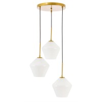 Gene 3 Light Brass And Frosted White Glass Pendant