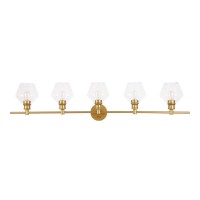 Gene 5 Light Brass And Clear Glass Wall Sconce