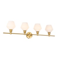 Gene 4 Light Brass And Frosted White Glass Wall Sconce