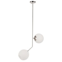 Ryland 2 Light Chrome And Frosted White Glass Pendant