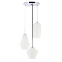 Gene 3 Light Chrome And Frosted White Glass Pendant