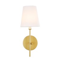 Mel 1 Light Brass And White Shade Wall Sconce