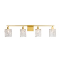 Phineas 4 Light Brass And Clear Crystals Wall Sconce