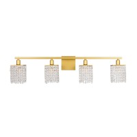 Phineas 4 Light Brass And Clear Crystals Wall Sconce