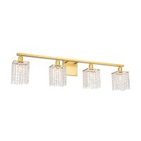 Phineas 4 Light Brass And Clear Crystals Wall Sconce