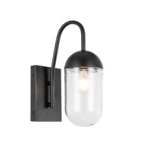 Kace 1 Light Black And Clear Glass Wall Sconce