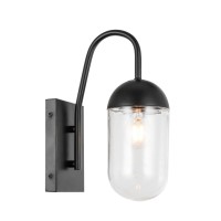 Kace 1 Light Black And Clear Glass Wall Sconce