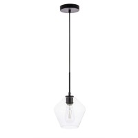 Gene 1 Light Black And Clear Glass Pendant