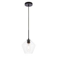 Gene 1 Light Black And Clear Glass Pendant