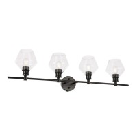 Gene 4 Light Black And Clear Glass Wall Sconce