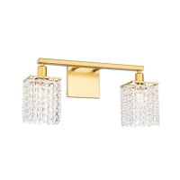 Phineas 2 Light Brass And Clear Crystals Wall Sconce