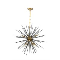 Timber 8 Light Brass And Black Pendant