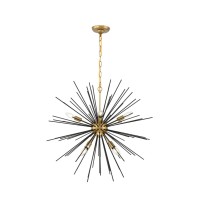 Timber 8 Light Brass And Black Pendant