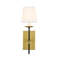 Eclipse 1 Light Brass And Black And White Shade Wall Sconce