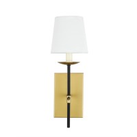 Eclipse 1 Light Brass And Black And White Shade Wall Sconce