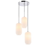 Collier 3 Light Chrome And Frosted White Glass Pendant