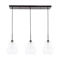 Kason 3 Light Black And Clear Glass Pendant