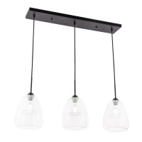 Kason 3 Light Black And Clear Glass Pendant