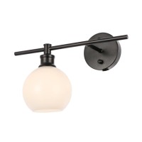 Collier 1 Light Black And Frosted White Glass Left Wall Sconce