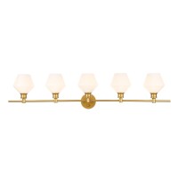 Gene 5 Light Brass And Frosted White Glass Wall Sconce