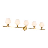 Gene 5 Light Brass And Frosted White Glass Wall Sconce