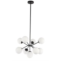 Jupiter 9 Light Black And Frosted White Glass Pendant