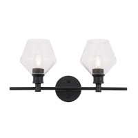 Gene 2 Light Black And Clear Glass Wall Sconce