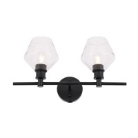 Gene 2 Light Black And Clear Glass Wall Sconce