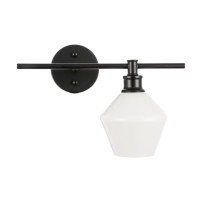 Gene 1 Light Black And Frosted White Glass Right Wall Sconce