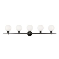 Collier 5 Light Black And Frosted White Glass Wall Sconce