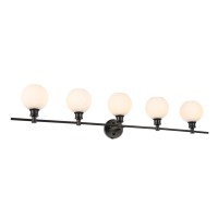 Collier 5 Light Black And Frosted White Glass Wall Sconce