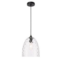 Gibson 1 Light Black And Clear Glass Pendant