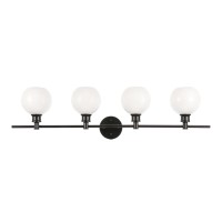 Collier 4 Light Black And Frosted White Glass Wall Sconce