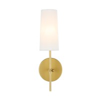 Mel 1 Light Brass And White Shade Wall Sconce