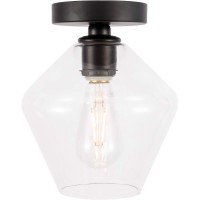 Living District Ld2254Bk Gene 1 Light Black & Clear Glass Flush Mount