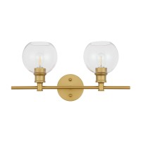 Collier 2 Light Brass And Clear Glass Wall Sconce