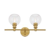 Collier 2 Light Brass And Clear Glass Wall Sconce