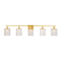 Phineas 5 Light Brass And Clear Crystals Wall Sconce