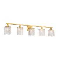 Phineas 5 Light Brass And Clear Crystals Wall Sconce