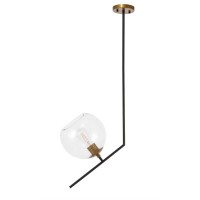 Ryland 1 Light Black And Brass And Clear Glass Pendant