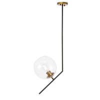 Ryland 1 Light Black And Brass And Clear Glass Pendant