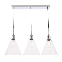 Hugh 3 Light Chrome And Clear Glass Pendant