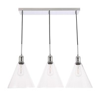 Hugh 3 Light Chrome And Clear Glass Pendant