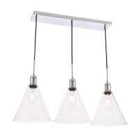 Hugh 3 Light Chrome And Clear Glass Pendant