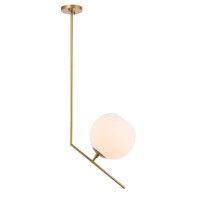 Ryland 1 Light Brass And Frosted White Glass Pendant