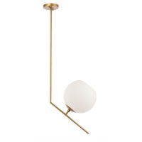 Ryland 1 Light Brass And Frosted White Glass Pendant