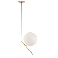 Ryland 1 Light Brass And Frosted White Glass Pendant