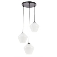 Gene 3 Light Black And Frosted White Glass Pendant