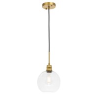 Emett 1 Light Brass And Clear Glass Pendant